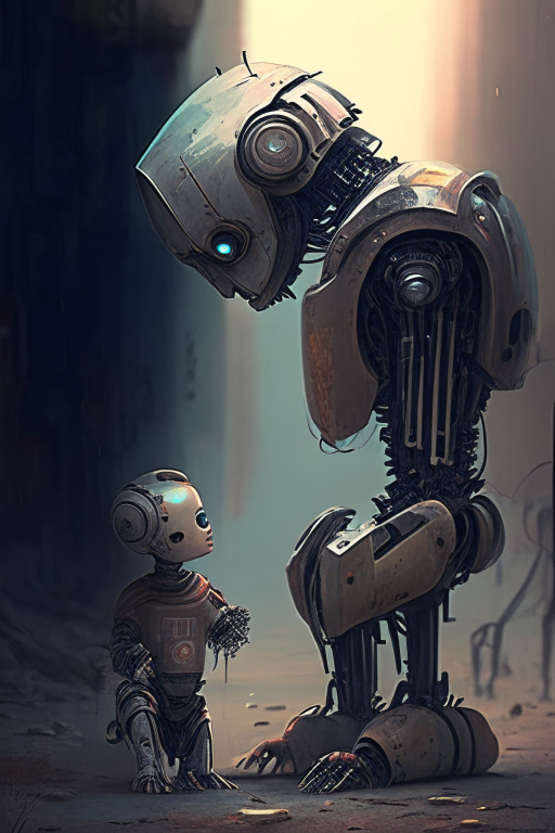 Change human life to Robot life. Change the robot to a cool, metallic black