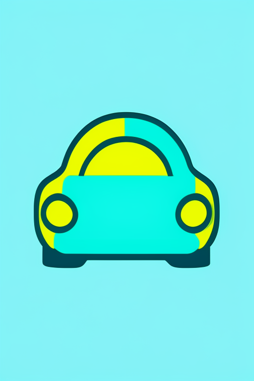   mint and blue colors bold outline picture dark yellow shadow vector emoji website icon Perfect Cute Website Icon of a car