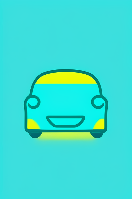   mint and blue colors bold outline picture dark yellow shadow vector emoji simplistic website icon Perfect Cute Website simplified Icon of a car