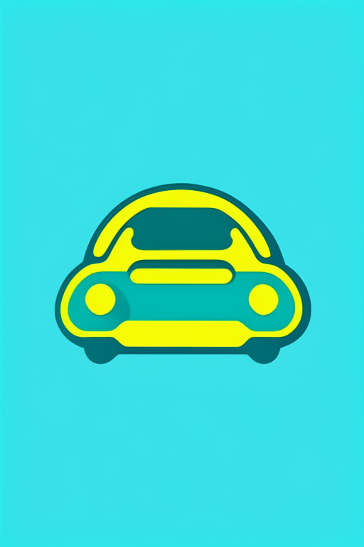   mint and blue colors bold outline picture dark yellow shadow vector emoji simplistic website icon Perfect Cute Website simplified 3 color vector Icon of a car