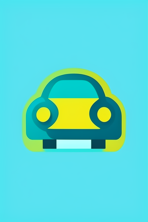   mint and blue colors, bold outline picture, dark yellow shadow, vector emoji, simplistic website icon, Perfect Cute Website icon, simplified 3 color vector Icon of a car
