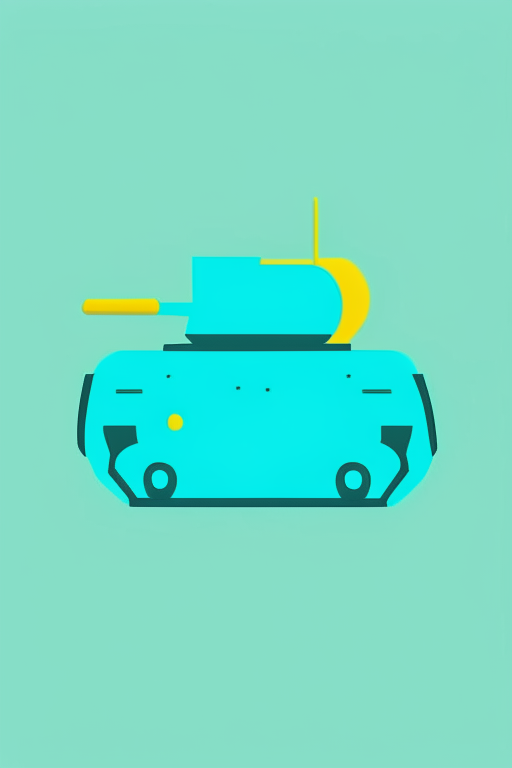   mint and blue colors, bold outline picture, dark yellow shadow, vector emoji simplistic website icon, Perfect Cute Website icon, simplified 3 color vector Icon of a tank