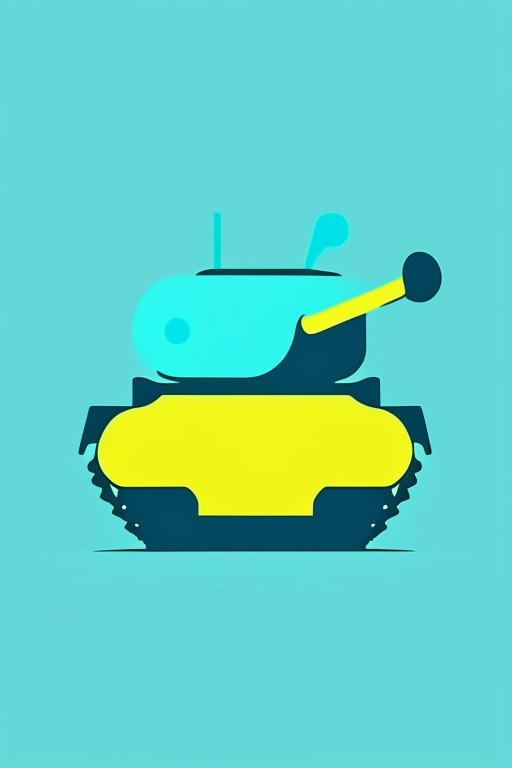   mint and blue colors, bold outline picture, dark yellow shadow, vector emoji simplistic website icon, Perfect Cute Website icon, simplified 3 color vector Icon of a tank