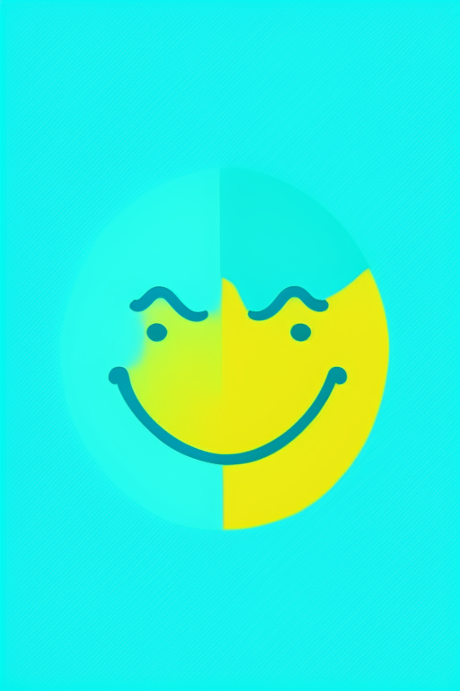   mint and blue colors, bold outline picture, dark yellow shadow, vector emoji simplistic website icon, Perfect Cute Website icon, simplified 3 color vector Icon of a face