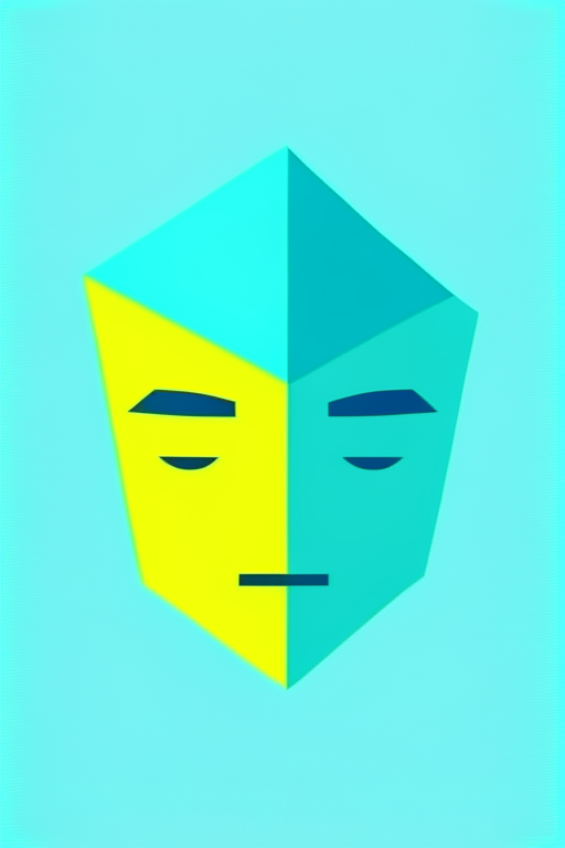   mint and blue colors, bold outline picture, dark yellow shadow, vector emoji simplistic website icon, Perfect Cute Website icon, simplified 3 color vector low poly Icon of a face