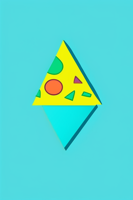   mint and blue colors, bold outline picture, dark yellow shadow, vector emoji simplistic website icon, Perfect Cute Website icon, simplified 3 color vector low poly Icon of a pizza
