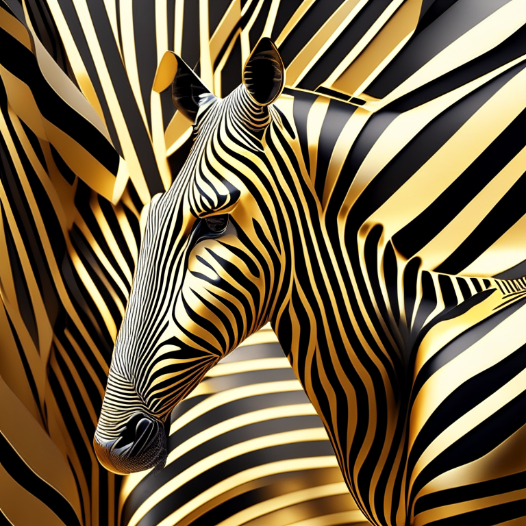 Geometric pattern becomes into golden metallic zebra