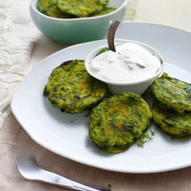 Zucchini Fritters with Herbed Alkaline Yogurt Sauce