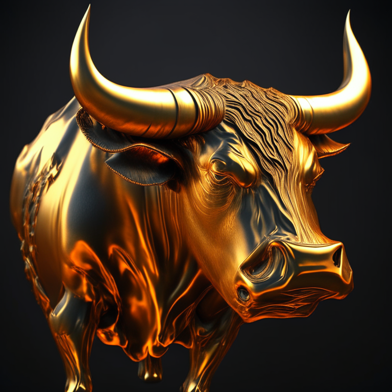 Metallic golden bull forge fire 3d hard detail