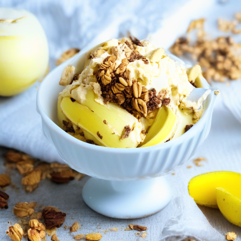 Alkaline Banana Ice Cream with Nutty Granola