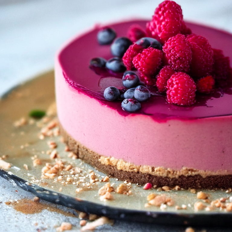 Raw Cashew Cheesecake with Berry Coulis