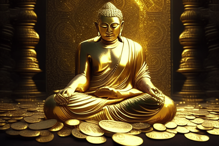 meditacion para el dinero con dorado y brillos