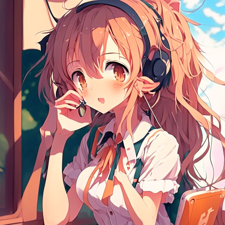 Pretty anime girl talk on the phone 