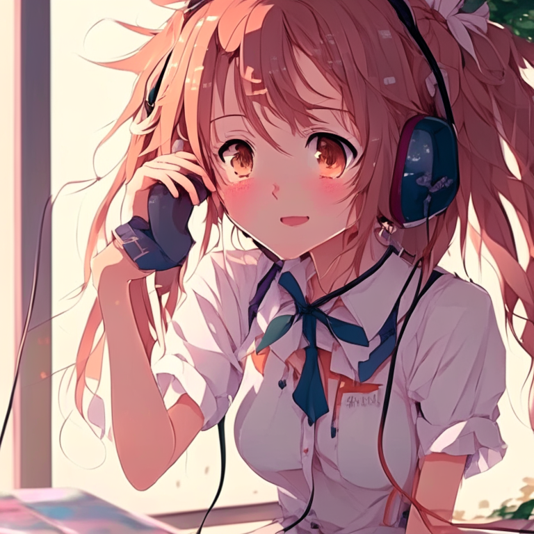 Pretty anime girl talk on the phone 