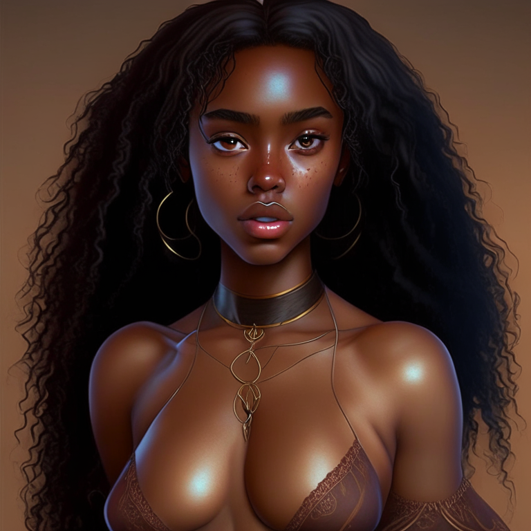 georgeous brown skin beautiful teen charm witch with perfect chest and body attractive full hard detail