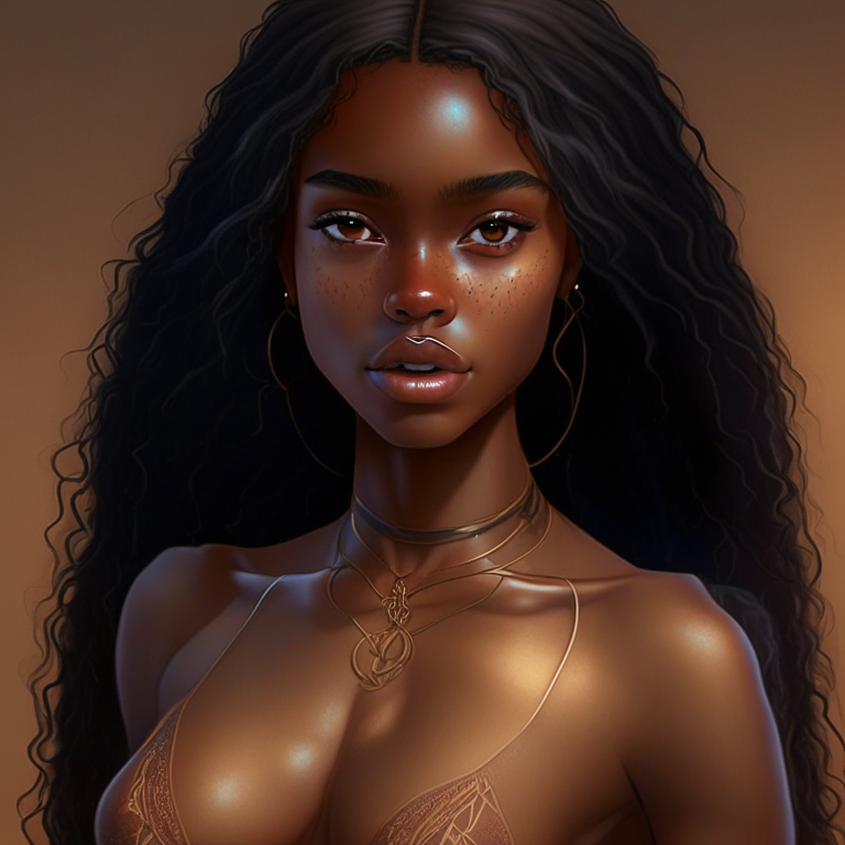 georgeous brown skin beautiful teen charm witch with perfect chest and body attractive full hard detail