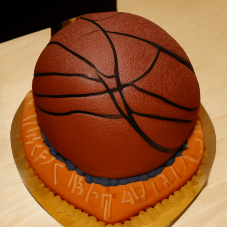 a man golding basket ball cake
