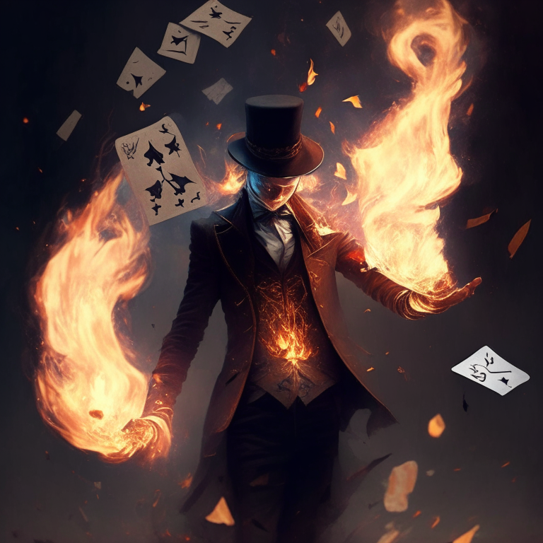 I'm a magician with burning cards flying around me