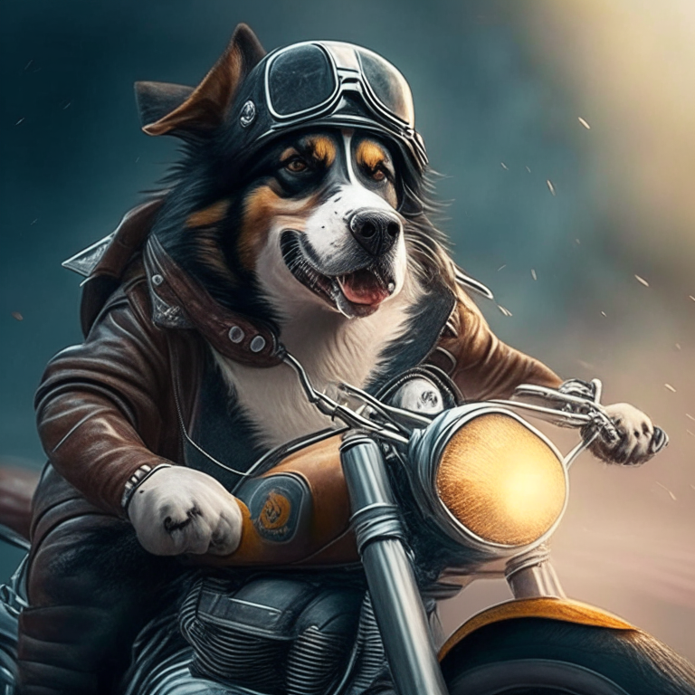 Handsome dog ride a motorcycle 🏍️