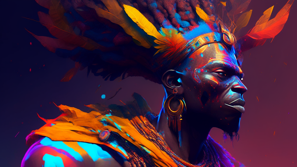 African God, vibrant, 8k, concept art