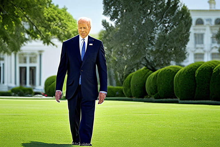 President Biden standing in front of the White House President Biden walking on the lawn of the White House President Biden giving a speech in front of the White House