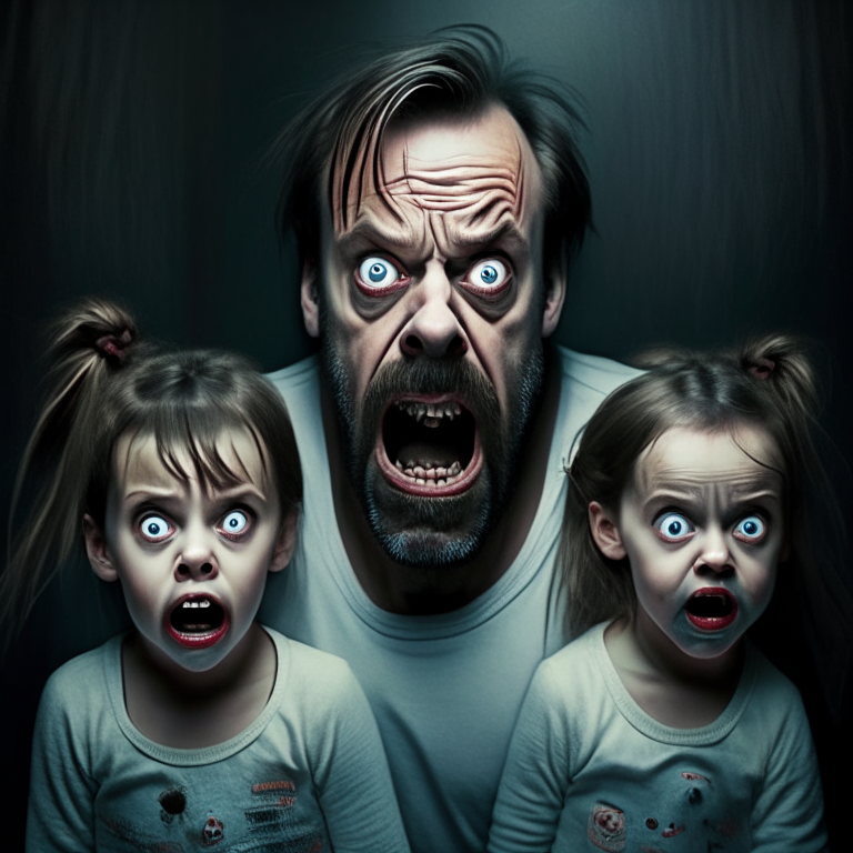A scary dad with scary kids