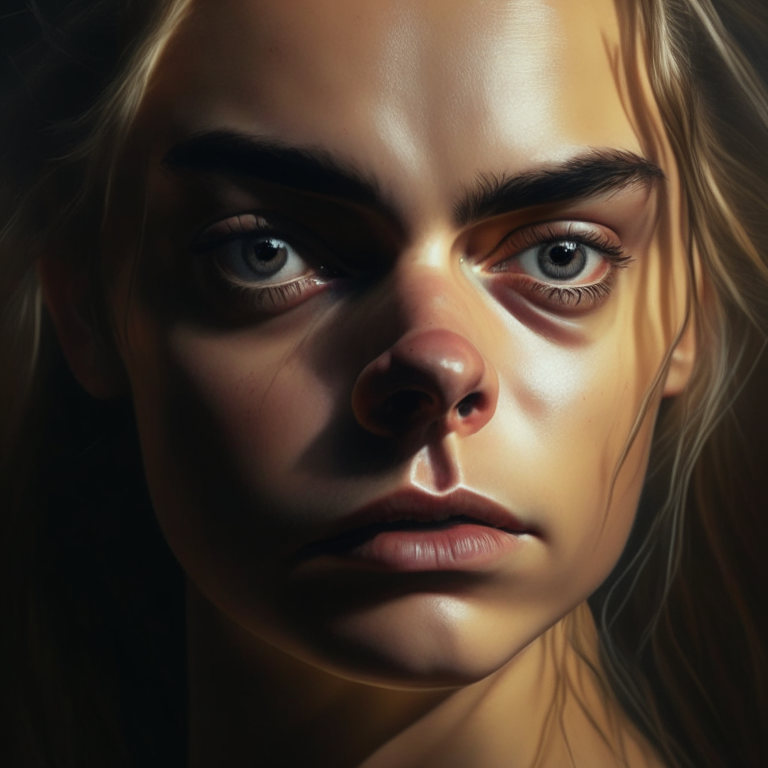Cara Delevingne 32k photorealistic concept art, soft natural volumetric cinematic perfect light, chiaroscuro, award - winning photograph, masterpiece, oil on canvas, raphael, caravaggio, Alex Ross.