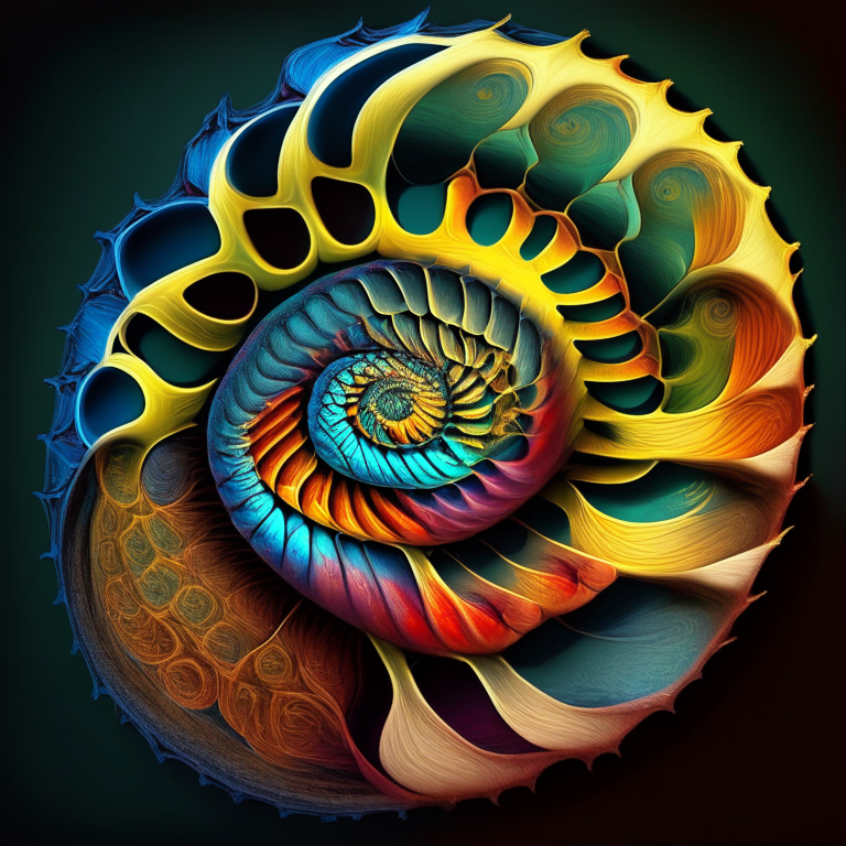 Fibonacci artwork digital colors, hard detail