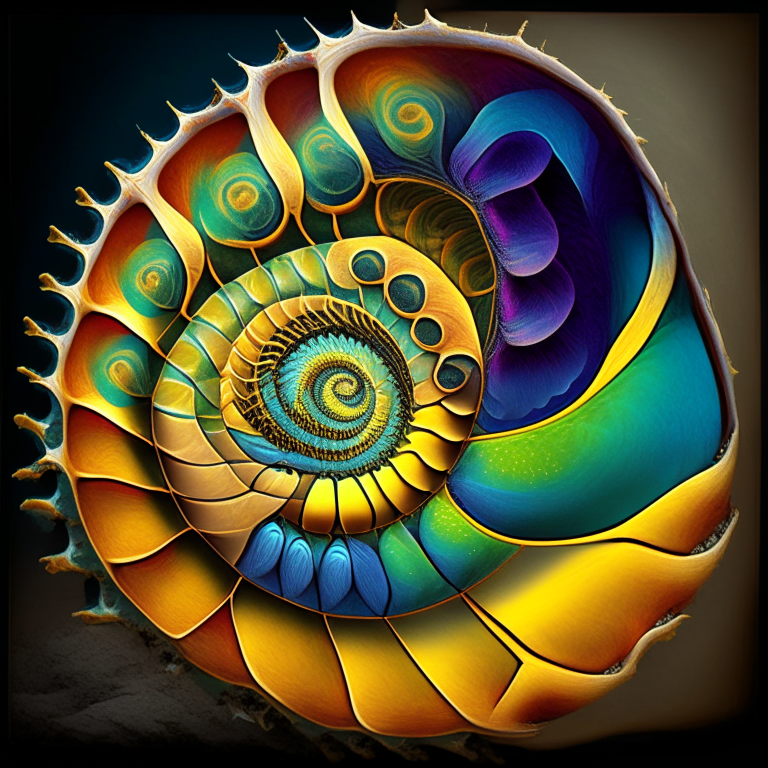 Fibonacci artwork digital colors, hard detail