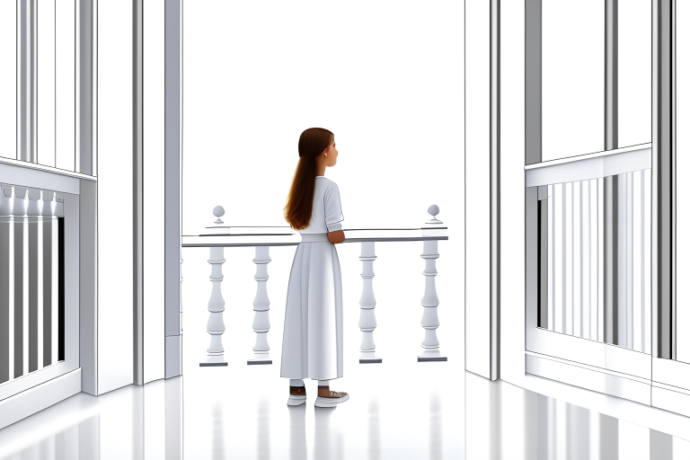 A girl with a white sharee standing in front of balcony