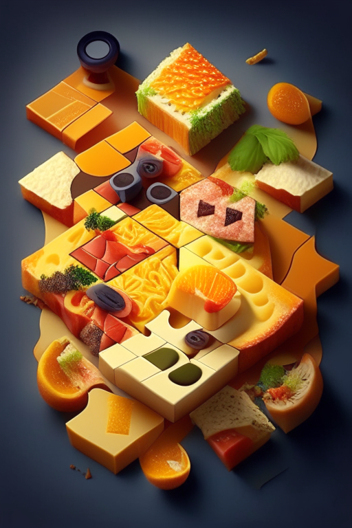 Create a video of puzzles which eventually turns into a gastronomic food