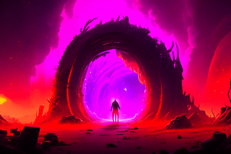 nether portal, abandonned, colourful