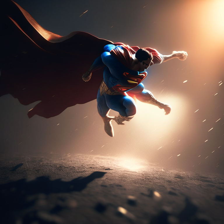 Super Villain Landing. Pexels, Detail Render, Cinematic Lighting, Symbolism, F2.2. Replace the superhero with a villain.