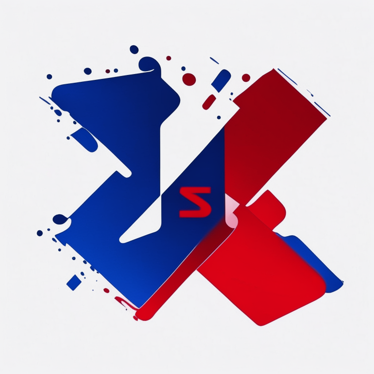 XSD logo with abstract red and blue shapes on a blank background