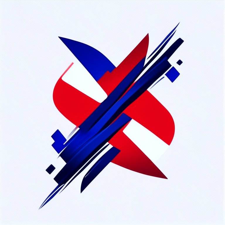 XSD logo with abstract red and blue shapes and lines on a blank background