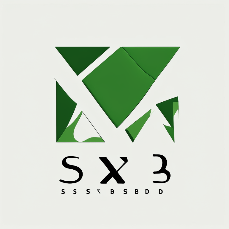 XSD logo with flat green and white shapes, the letters XSD, and abstract book and pen shapes on a blank background with Japanese designer style