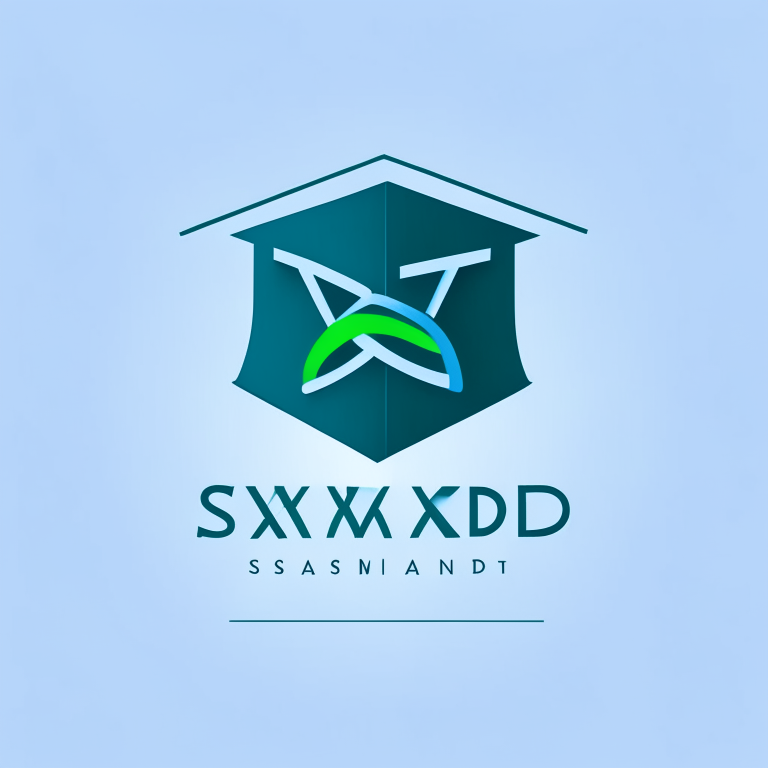 A modern and clean logo design for an educational research institute using the initials XSD with a blue and green color scheme and a graduation cap symbol