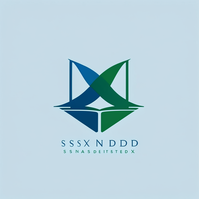 A simple and elegant logo design for an educational research institute using the initials XSD with a green and blue color scheme and a book symbol