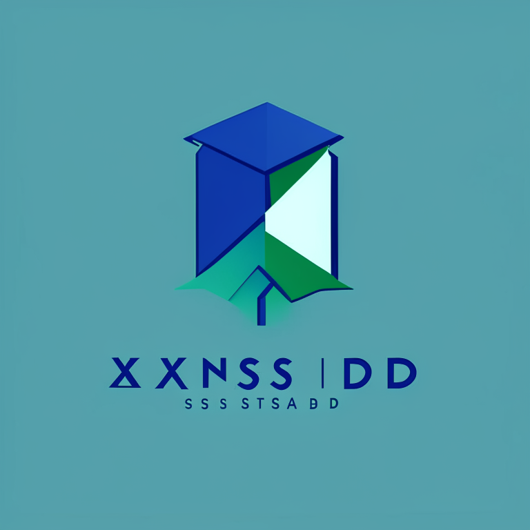 A simple and modern logo design for an educational research institute called XSD, using the letters XSD as the basis for the design with a blue and green color scheme and a graduation cap symbol