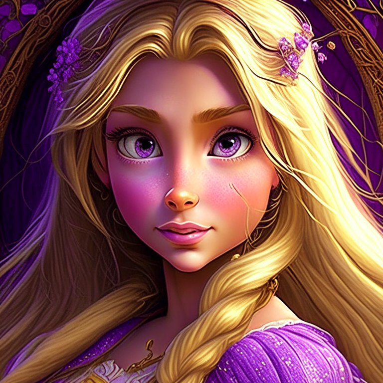 Amazing georgeous beautiful magic princess rapunzel hard detail