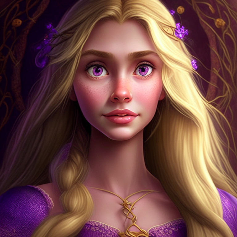 Amazing georgeous beautiful magic princess rapunzel human hard detail