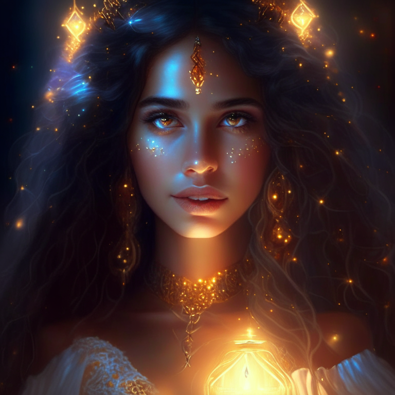 Amazing georgeous beautiful magic princess Spanish human, nice lights hard detail