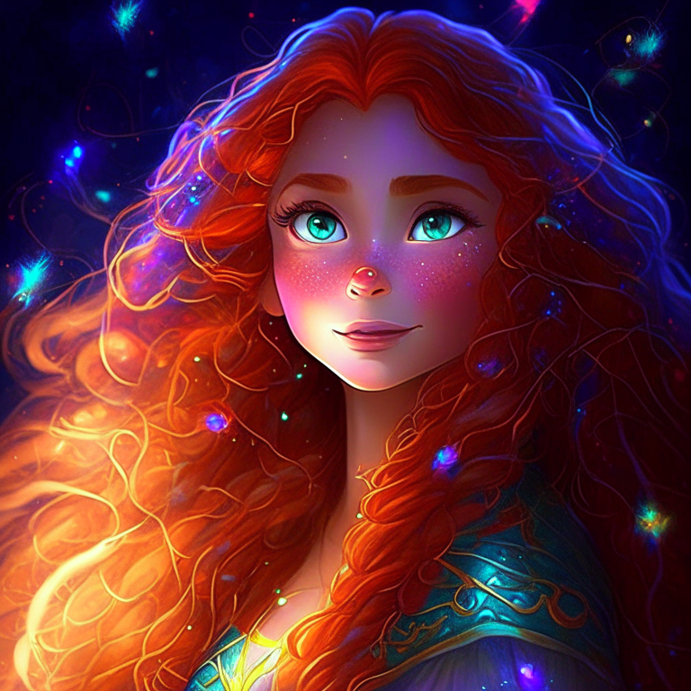 Amazing georgeous beautiful magic princess Disney brave human, nice lights hard detail