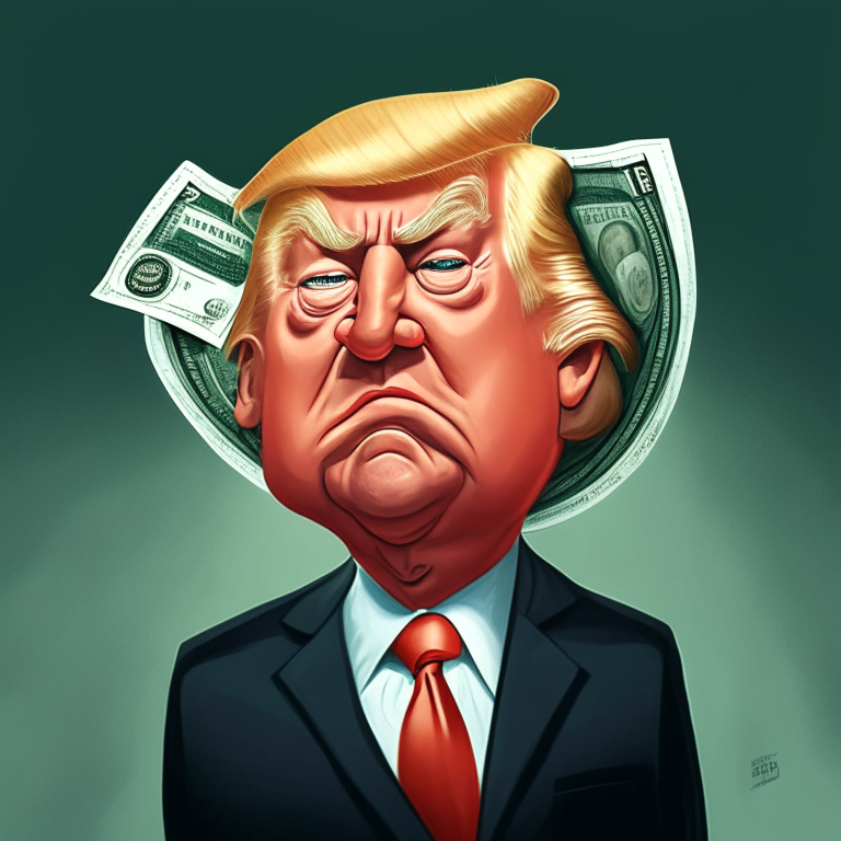 Caricature of trump with money