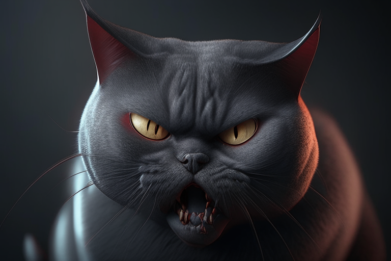 A very scary British Shorthair vampire, octane render, 4k