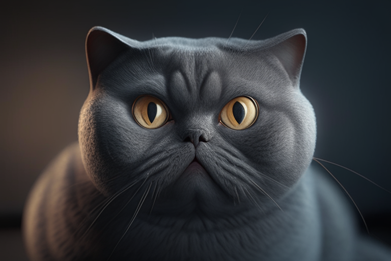 A very scary British Shorthair, octane render, 4k