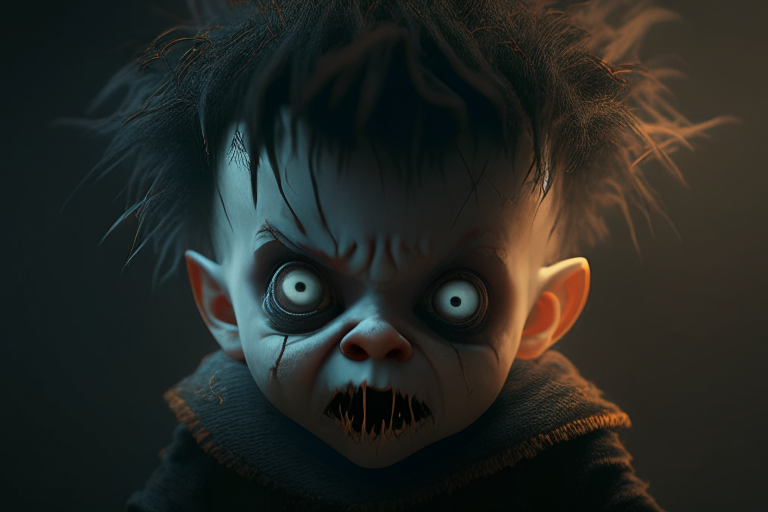 A very scary kid for Halloween, octane render, 4k