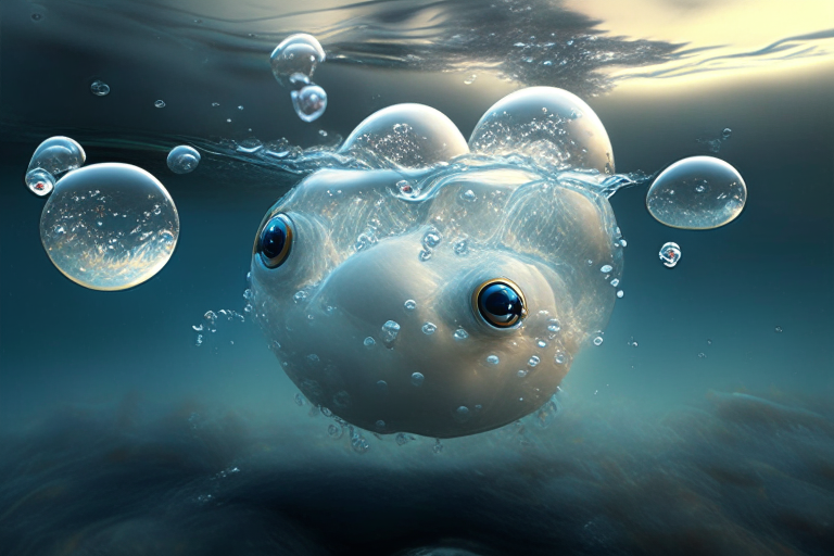 un nenúfar en el agua con burbujas