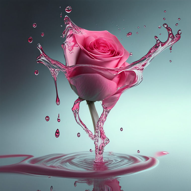 una gota de agua resbalando sobre una rosa
