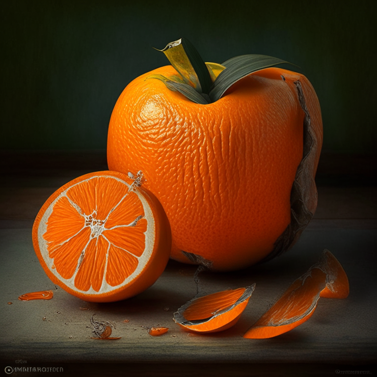 un lirio naranja en un jarrón antiguo